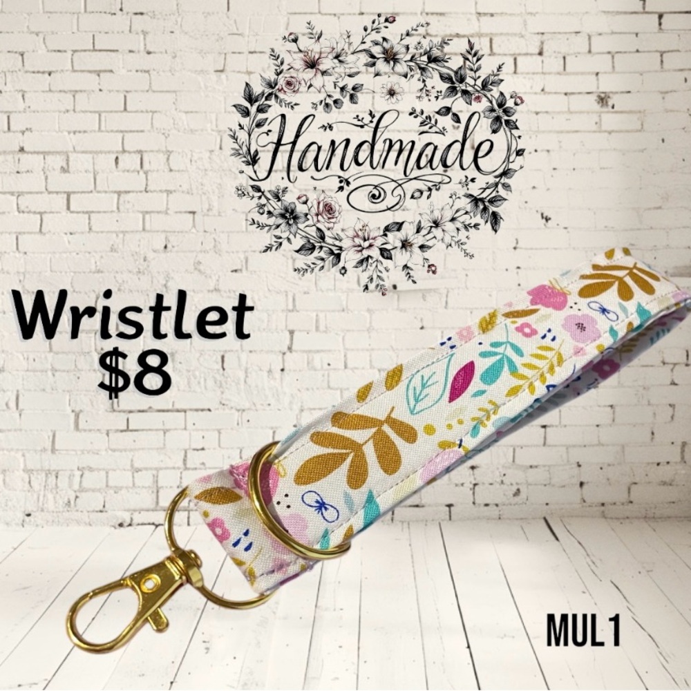 Handmade Floral Wristlet Keychain